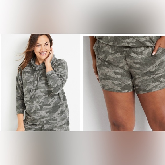 2/$15 Maurice’s Camo Set Short & Cowl Neck - Picture 2 of 10